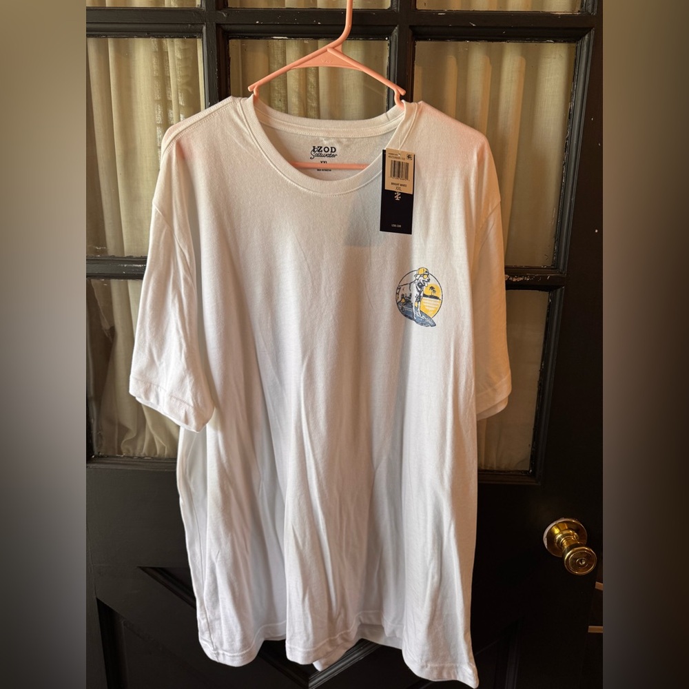 Izod Men’s White Short-Sleeve Tee with Surf Graphic